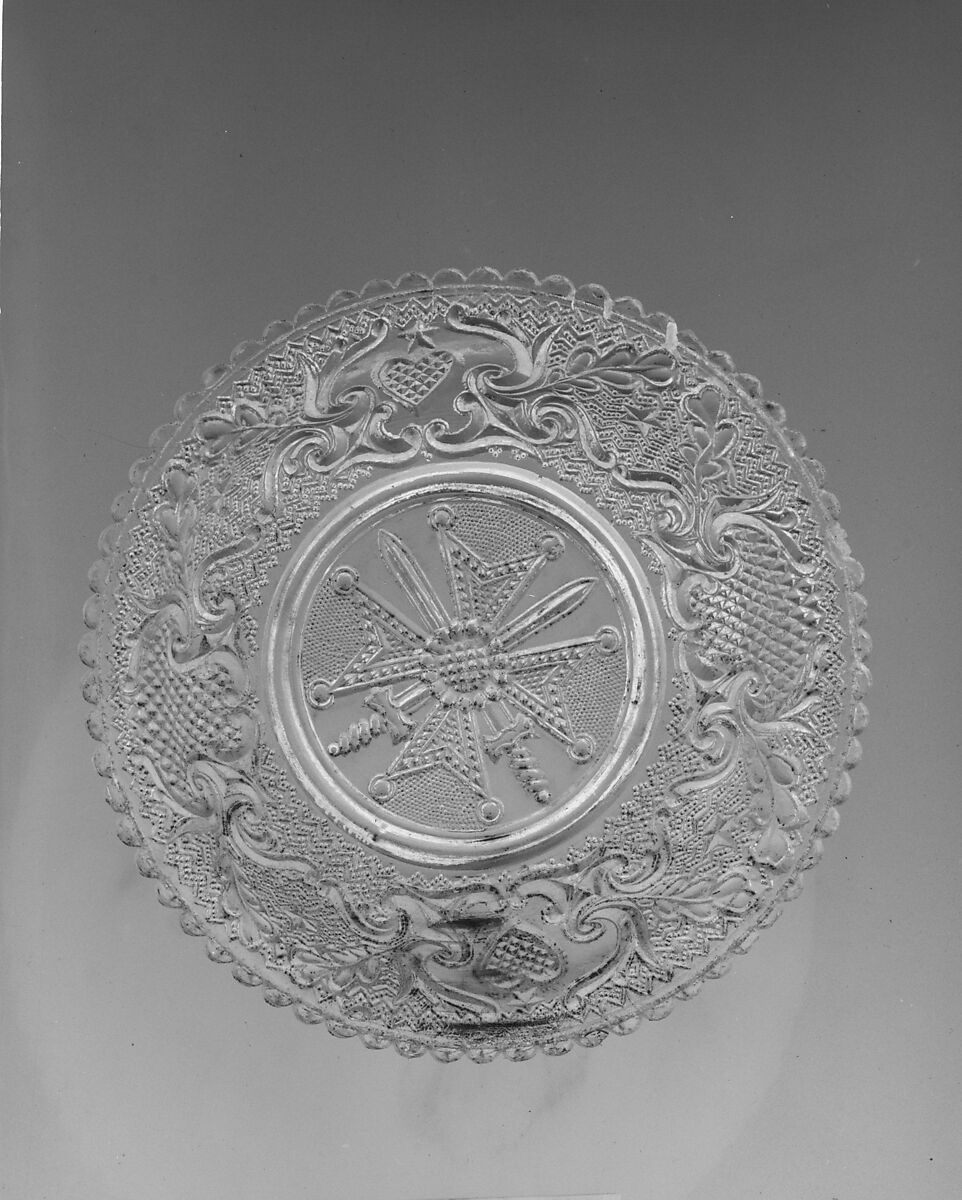 Bowl, Lacy pressed glass, American 