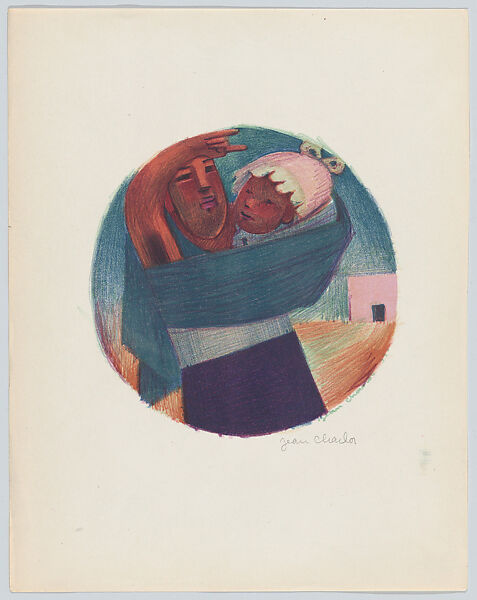 Tondo I. Woman and Child. from the Picture Book (plate 6), Jean Charlot (French, Paris 1898–1979 Honolulu, Hawaii), Colour lithograph on zinc 