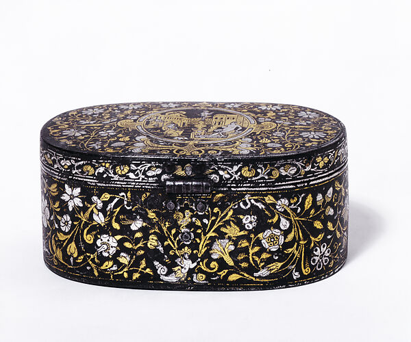 Box with the Device of Robert Dudley, Earl of Leicester, Iron, damascened with gold and silver