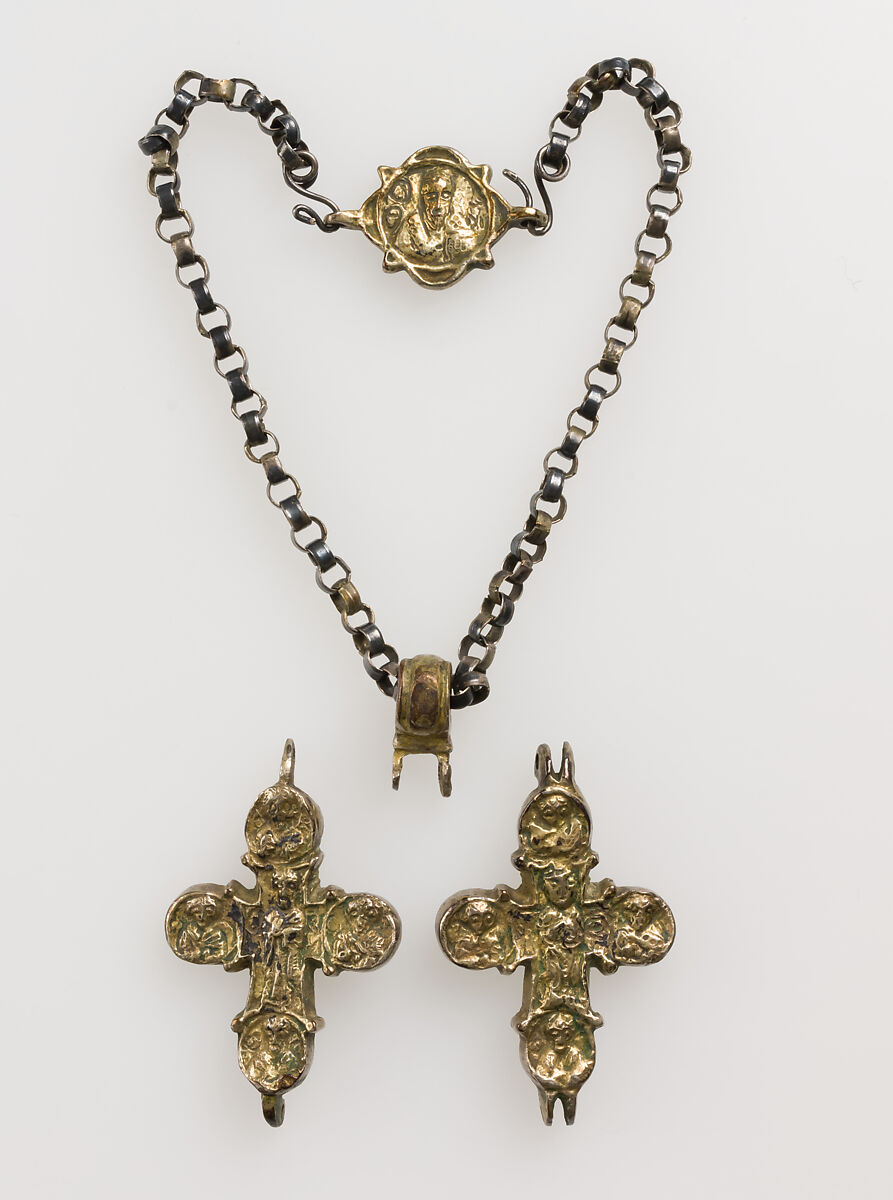 Pendant Cross Reliquary, Silver and gilded silver, Byzantine or early Russian (?) 