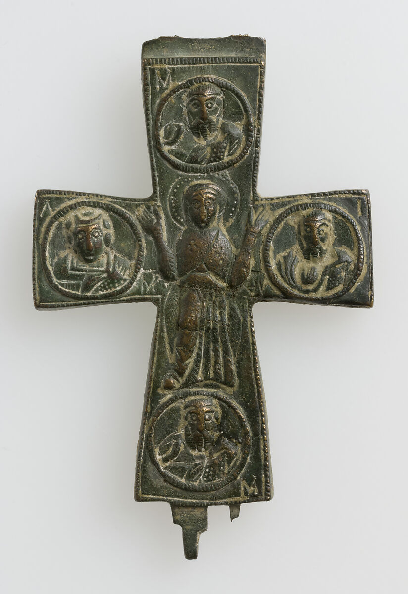 Half of a Reliquary Pendant Cross, Copper alloy, Byzantine 