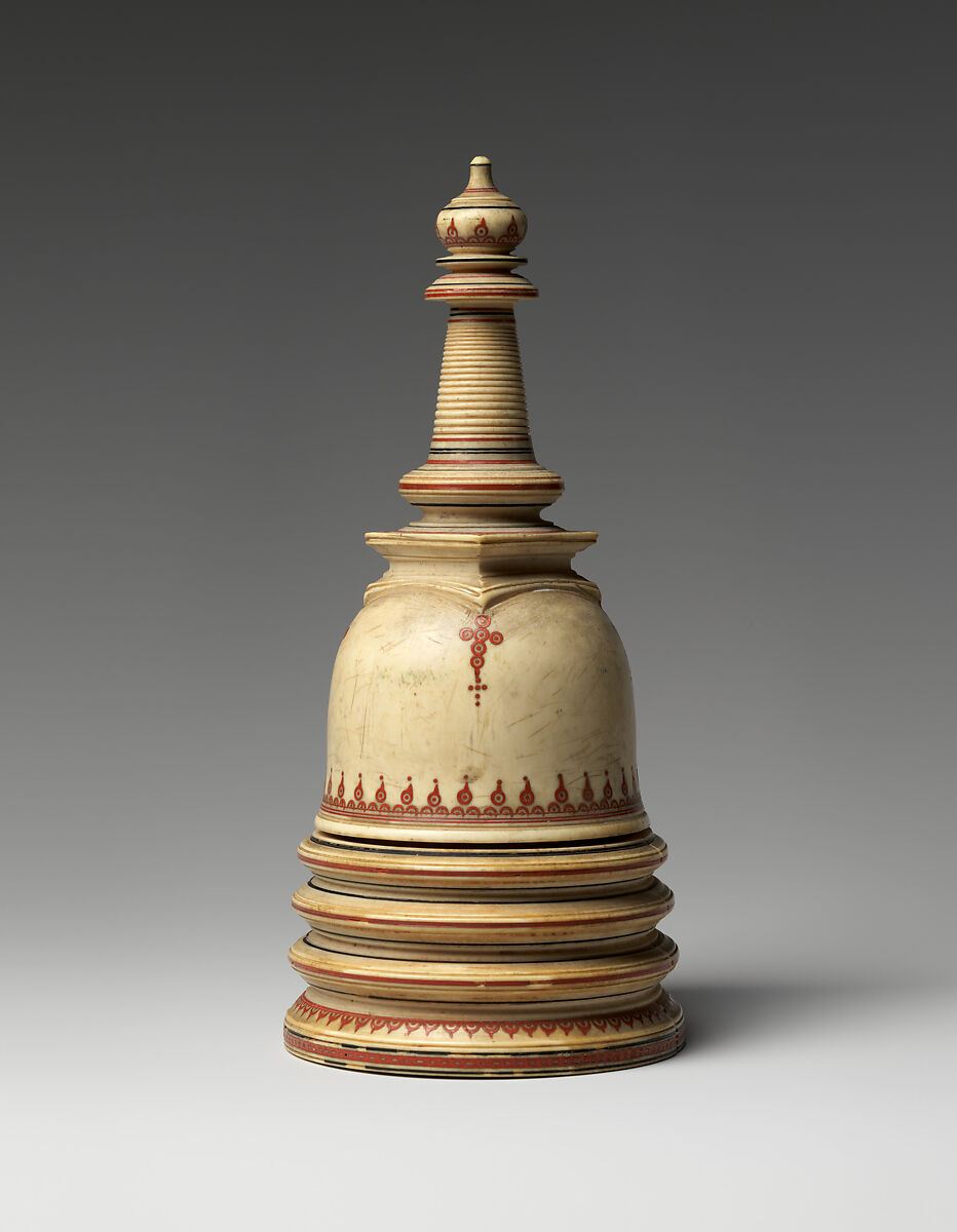 Reliquary in the Shape of a Stupa, Ivory with engraved and painted design, Sri Lanka (Kandy district) 