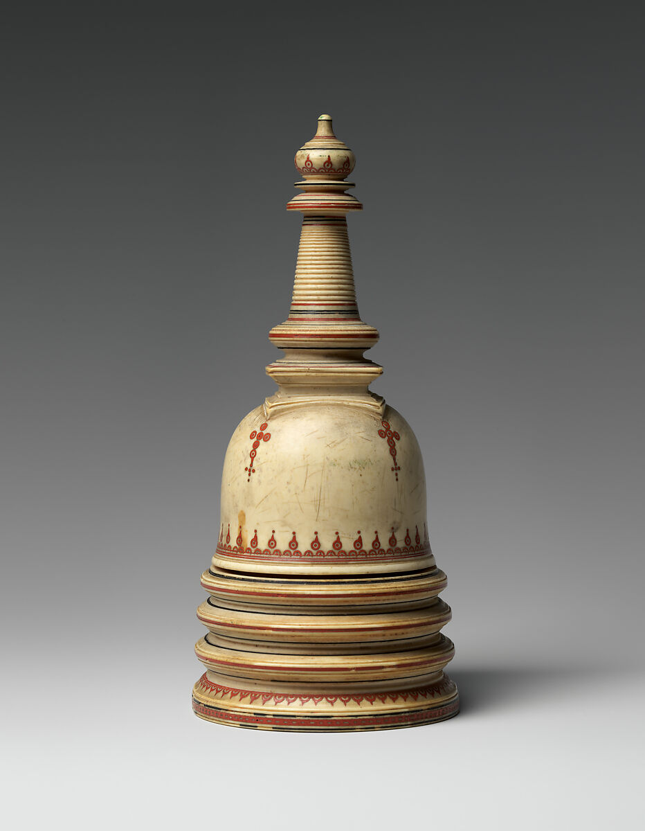 Reliquary in the Shape of a Stupa, Ivory with engraved and painted design, Sri Lanka (Kandy district)