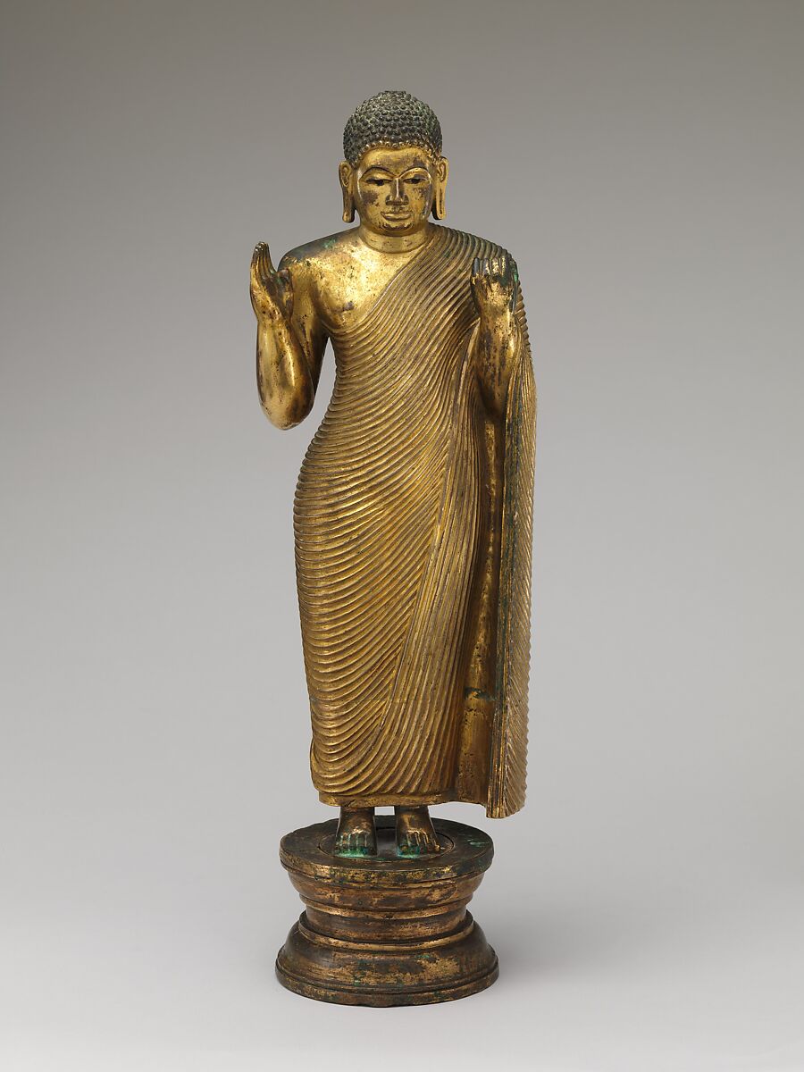 Buddha Offering Protection, Copper alloy with gilding, Sri Lanka. western regions 