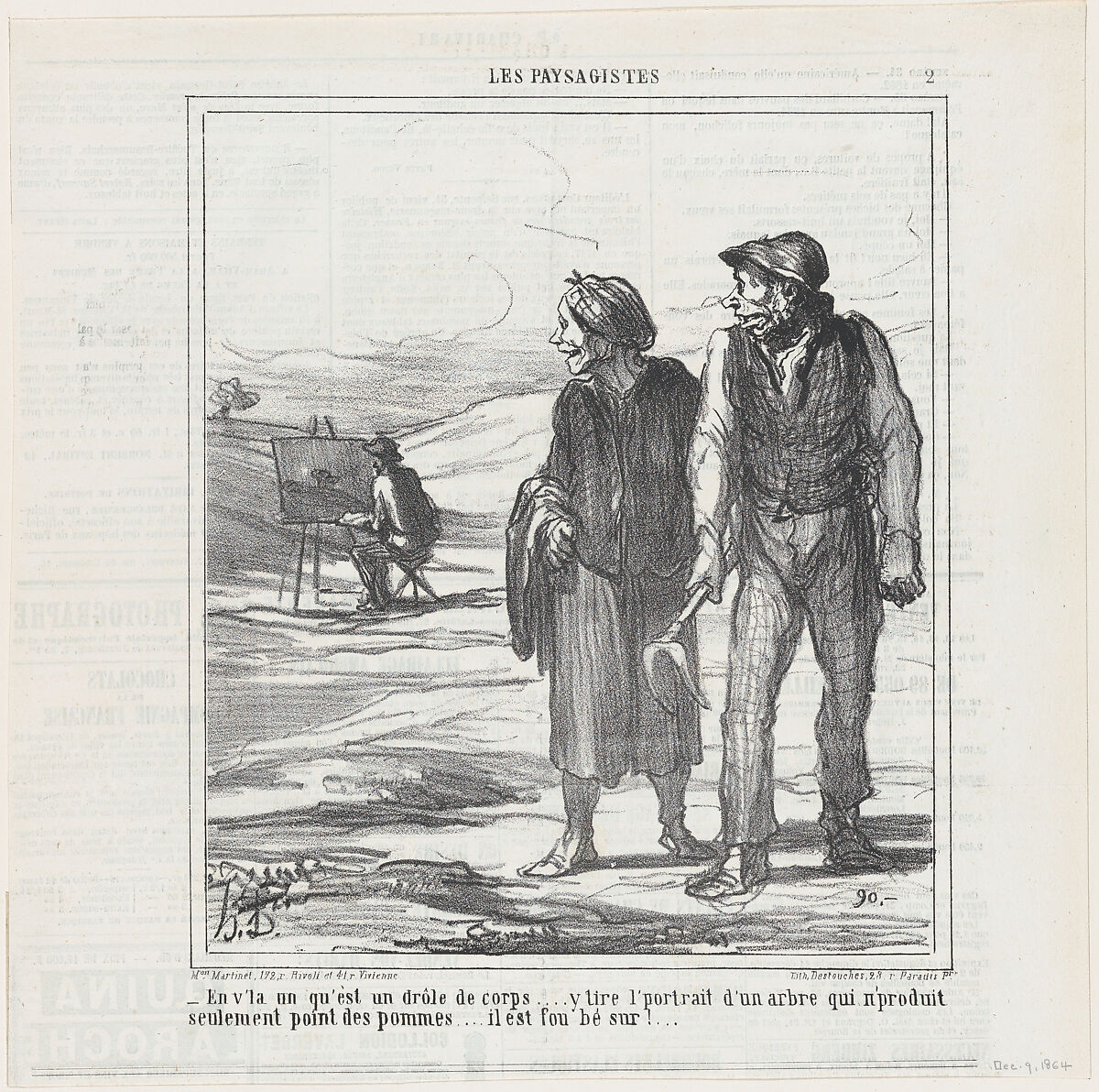 There's a strange one..., from 'The landscape painters,' published in Le Charivari, December 9, 1864, Honoré Daumier (French, Marseilles 1808–1879 Valmondois), Lithograph on newsprint; second state of two (Delteil) 