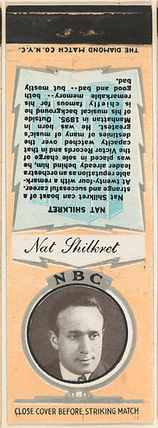 Nat Shilkret from NBC Radio Stars Match Cover design series (U23) issued by Diamond Match Company, The Diamond Match Company, Printed matchbook 