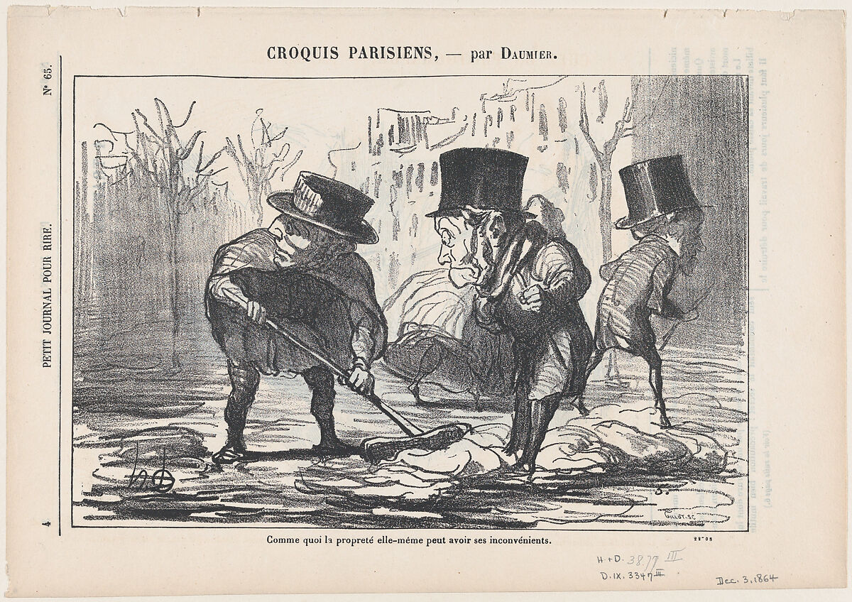 Which shows that even cleanliness can be hazardous, from 'Parisian sketches,' published in Le Journal pour Rire, December 3, 1864, Honoré Daumier (French, Marseilles 1808–1879 Valmondois), Lithograph on newsprint; third state of three (Delteil, undescribed) 
