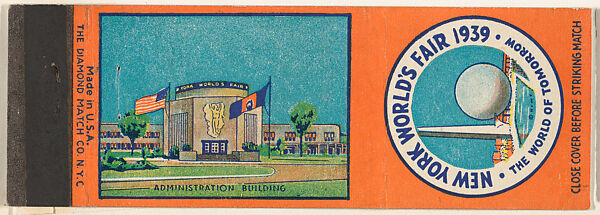 Administration Building from New York World's Fair 1939 Match Cover series (U32), The Diamond Match Company, Printed matchbook 