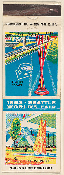 Coliseum 21 from 1962 Seattle World's Fair Match Cover series, The Diamond Match Company (American, founded 1881), Printed matchbook 