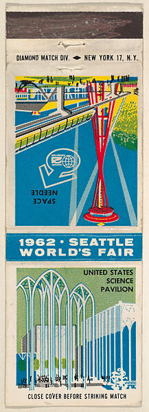 United States Science Pavilion from 1962 Seattle World's Fair Match Cover series, The Diamond Match Company, Printed matchbook 