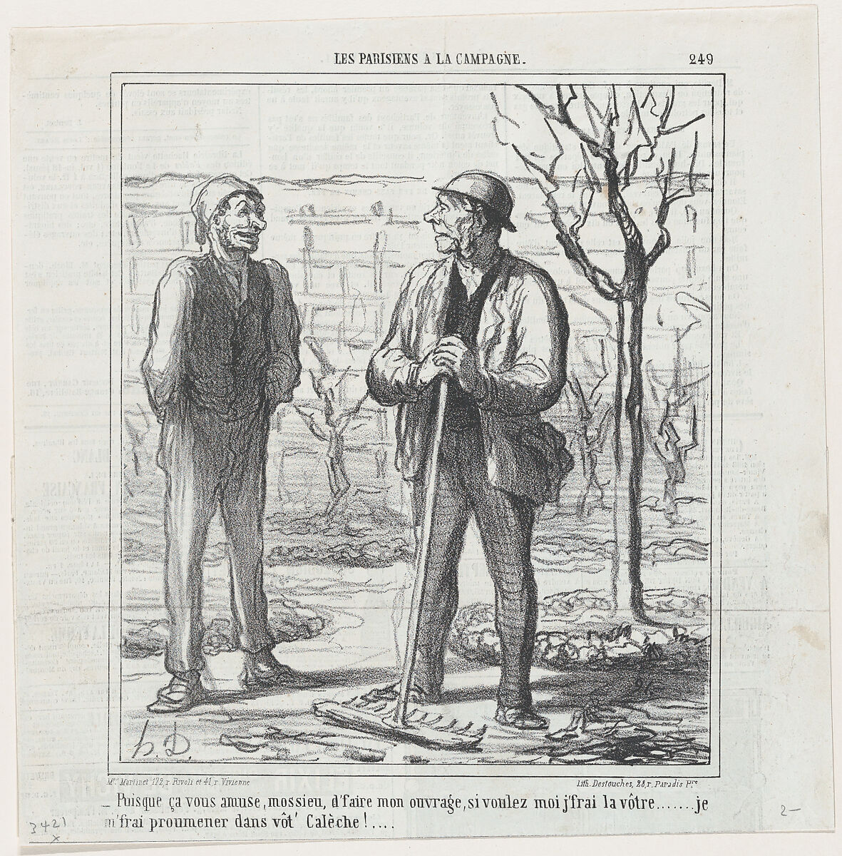 You seem to enjoy doing my work. In exchange I could offer doing your job: I will go for a ride in your coach!, from "Parisians in the countryside", Honoré Daumier (French, Marseilles 1808–1879 Valmondois), Lithograph on newsprint; second state of two (Delteil) 