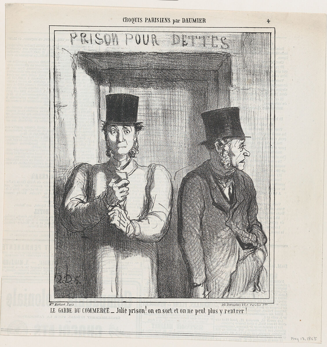 Bailiff at the commercial court, from 'Parisian Sketches,' published in Le Charivari, May 13, 1865, Honoré Daumier (French, Marseilles 1808–1879 Valmondois), Lithograph on newsprint; second state of two (Delteil) 