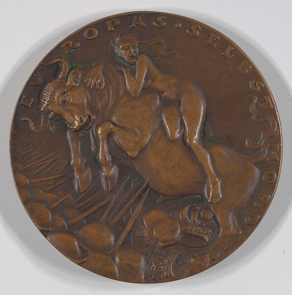 Europas Selbstmord (Europe's Suicide), Karl Goetz (German, 1875–1950), Copper alloy, cast 