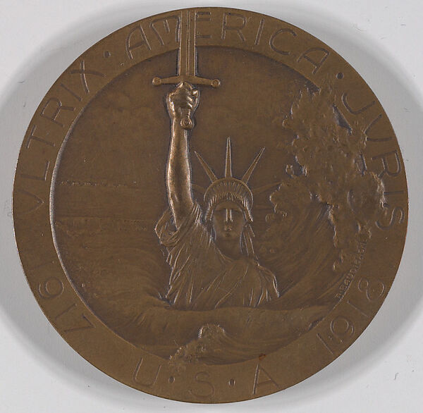 America the Avenger/Lusitania, René Baudichon (French, 1878–1963), Copper alloy, struck 