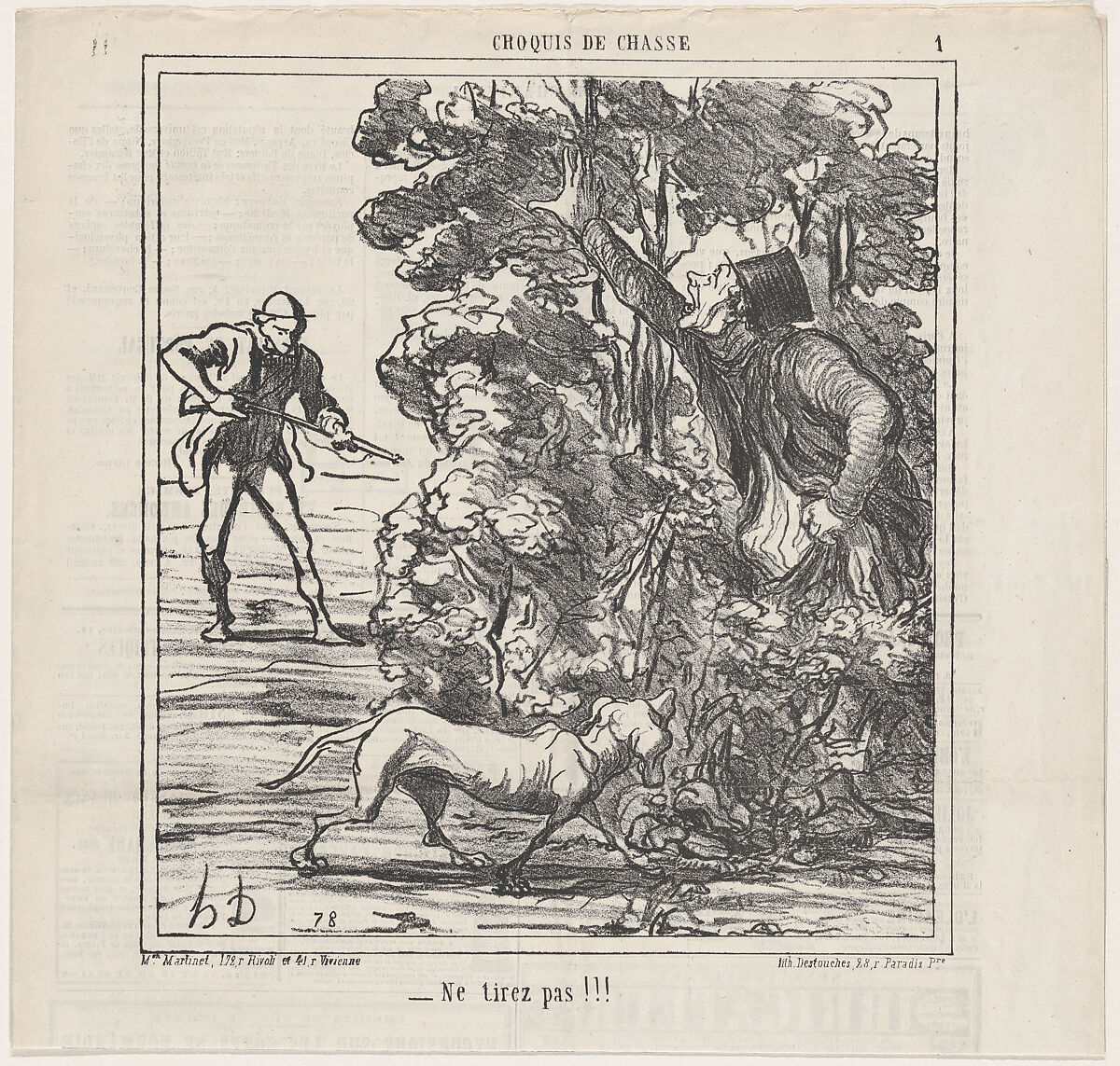 Don't shoot!!!, from "Hunting Sketches", Honoré Daumier (French, Marseilles 1808–1879 Valmondois), Lithograph on newsprint; second state of two (Delteil) 
