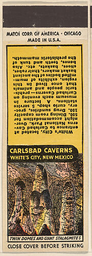 Twin Domes and Giant Stalagmites from Carlsbad Caverns, Souvenir Views Match Cover series (U40.2)