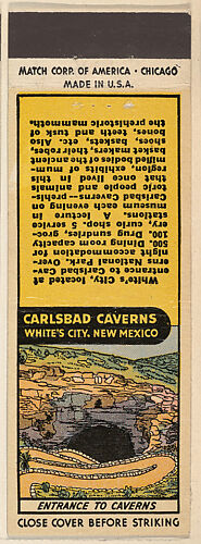 Entrance to Caverns from Carlsbad Caverns, Souvenir Views Match Cover series (U40.2)