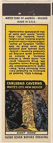 Giant Dome from Carlsbad Caverns, Souvenir Views Match Cover series (U40.2)