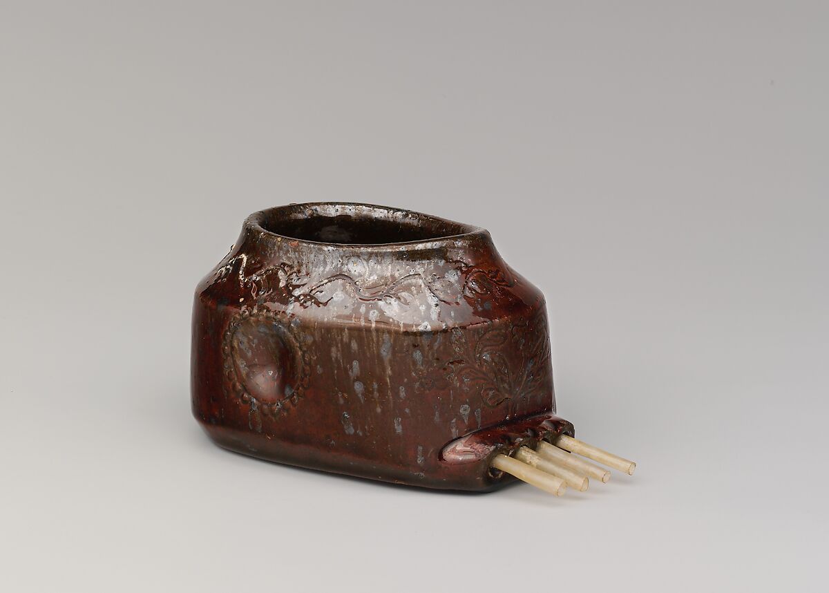 Slip cup, Judah R. Teaney (born 1814), Earthenware; Redware with incised decoration, American 