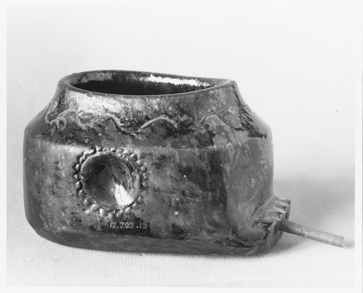 Slip cup, Judah R. Teaney (born 1814), Earthenware; Redware with incised decoration, American