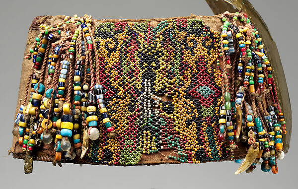 Topi (beaded hat with forehead ornament), Dayak artist, Brass, fiber, cotton trade cloth, glass beads, animal teeth, Dayak people