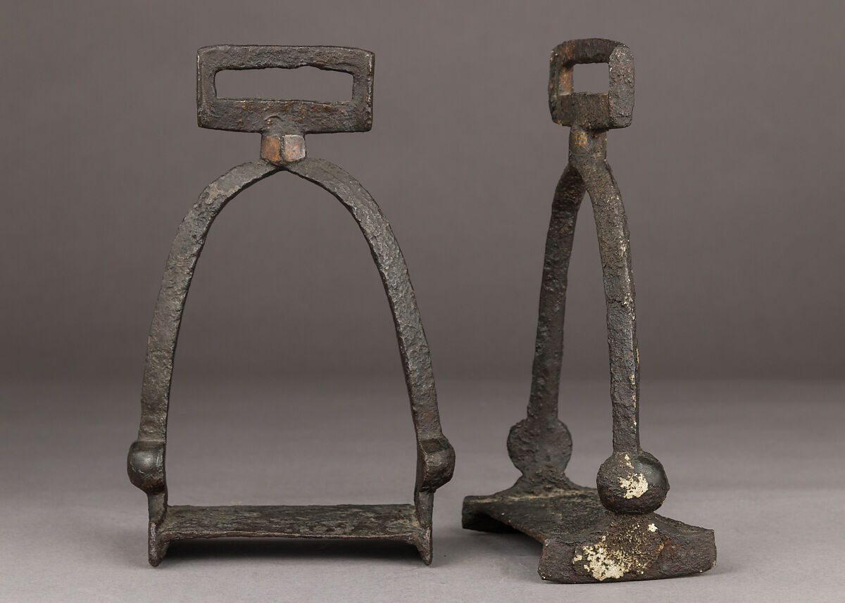 Pair of Stirrups, Iron, bronze, gold, silver, Scandinavian, possibly Danish