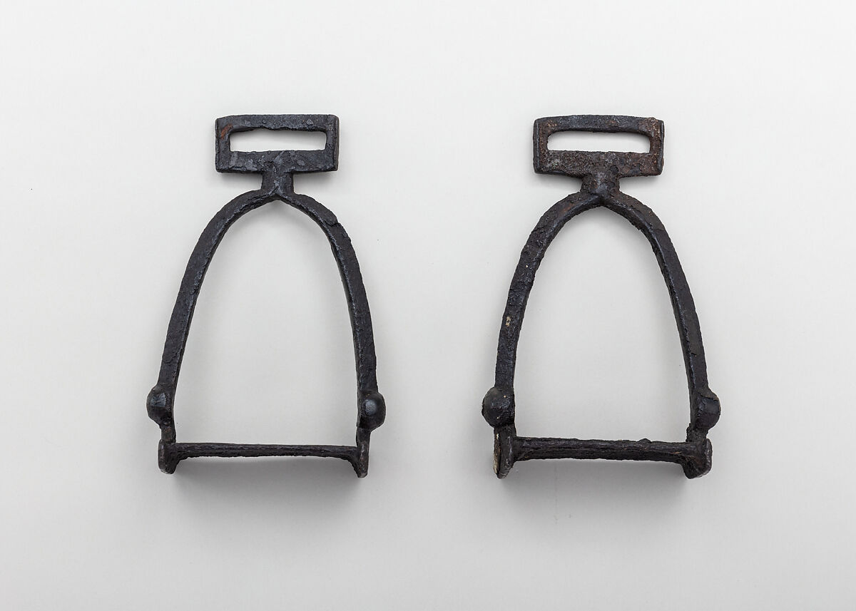 Pair of Stirrups, Iron, bronze, gold, silver, Scandinavian, possibly Danish