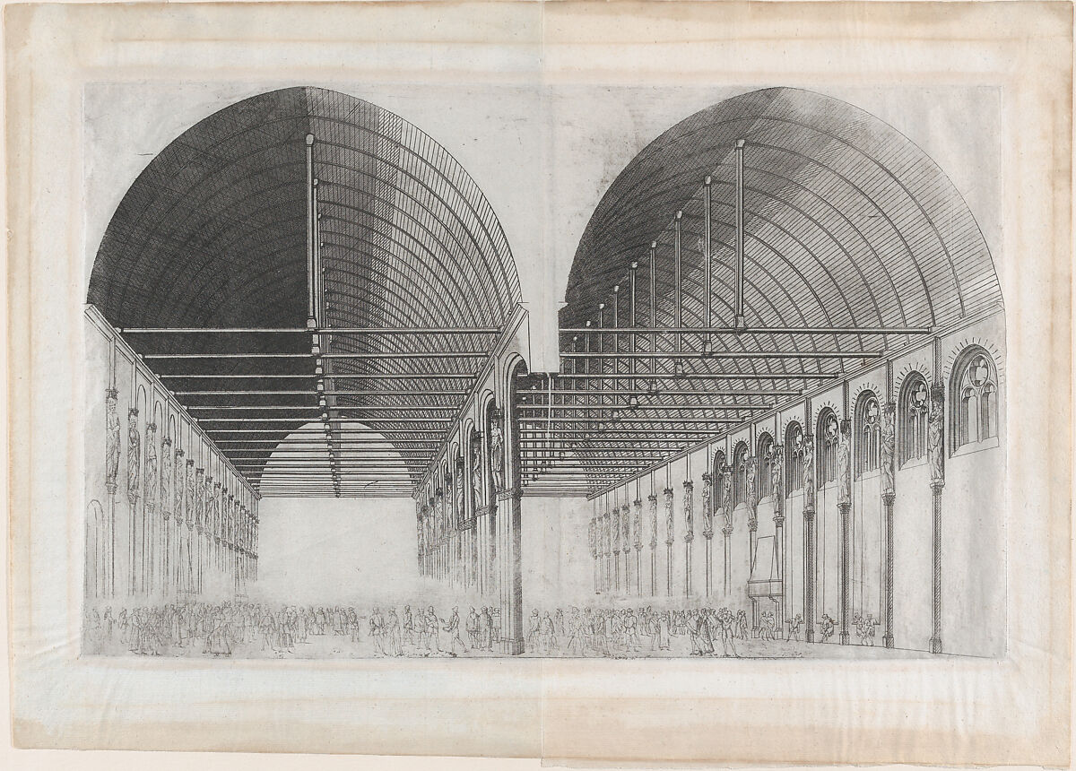 Grande Salle du Palais de Justice (The Great Hall in the Palace of Justice, Paris), Jacques Androuet Du Cerceau (French, Paris 1510/12–1585 Annecy), Etching 