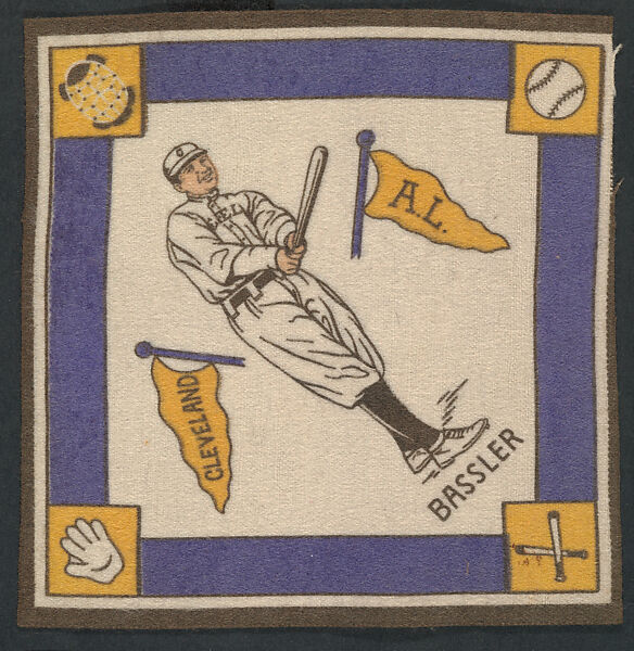 Johnny Bassler, Cleveland, American League from Baseball Players Felt Blanket series (B18), Printed felt 