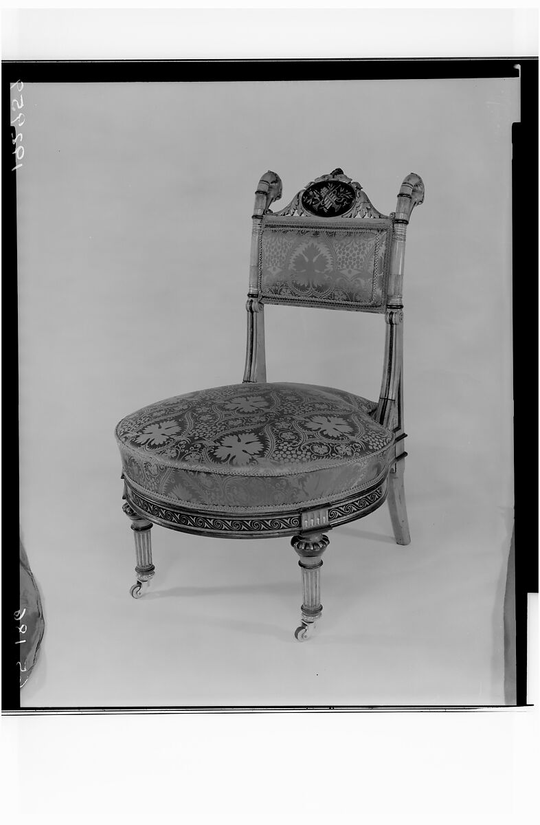 Chair, Herter Brothers (German, active New York, 1864–1906), Maple, rosewood, various wood veneers, ebonized veneer, ash (secondary wood), gilding, modern upholstery, American