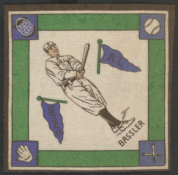 Johnny Bassler, Cleveland, American League from Baseball Players Felt Blanket series (B18), Printed felt 