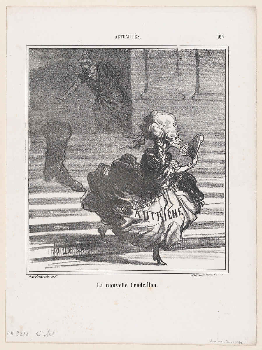 The new Cinderella, from 'News of the day,' published in "Le Charivari", Honoré Daumier (French, Marseilles 1808–1879 Valmondois), Lithograph on wove paper; second state of three (Delteil) 