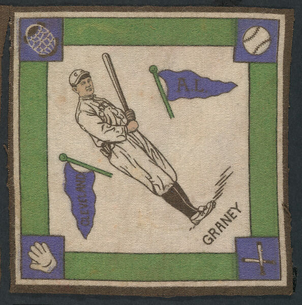 Jack Graney, Cleveland, American League from Baseball Players Felt Blanket series (B18), Printed felt 