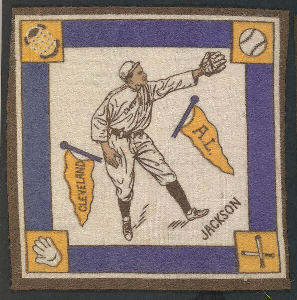 Joe Jackson, Cleveland, American League from Baseball Players Felt Blanket series (B18), Printed felt 