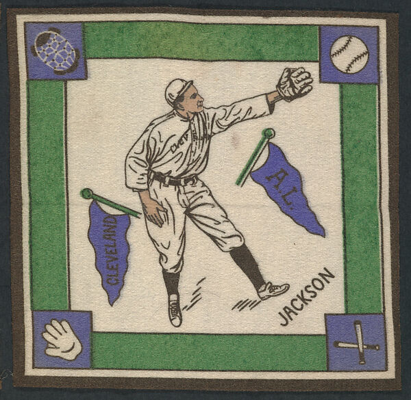 Joe Jackson, Cleveland, American League from Baseball Players Felt Blanket series (B18), Printed felt 