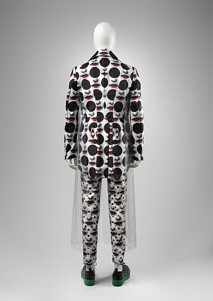 Ensemble, Comme des Garçons (Japanese, founded 1969), (a) polyester, plastic (polyurethane); (b) polyester; (c, d) leather, cotton, Japanese