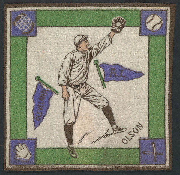 Ivy Olson, Cleveland, American League from Baseball Players Felt Blanket series (B18), Printed felt 