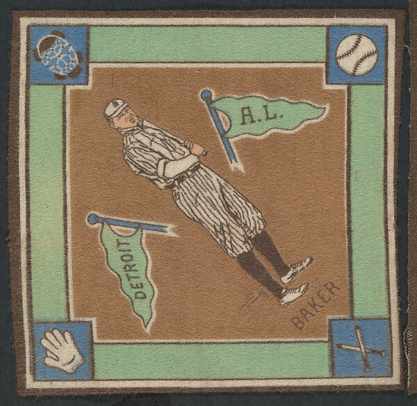 Del Baker, Detroit, American League from Baseball Players Felt Blanket series (B18), Printed felt 