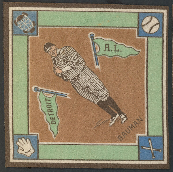 Paddy Bauman, Detroit, American League from Baseball Players Felt Blanket series (B18), Printed felt 