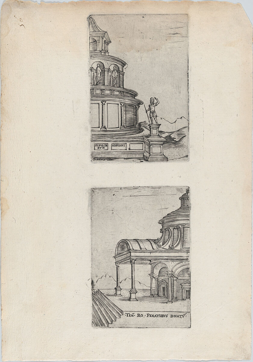 Tem. Ro. Penatibus Dicatu, from a Series of 24 Depicting (Reconstructed) Buildings from Roman Antiquity, Anonymous, Italian, 16th century, Engraving