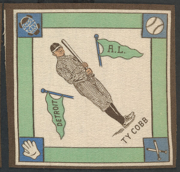 Ty Cobb, Detroit, American League from Baseball Players Felt Blanket series (B18), Printed felt 