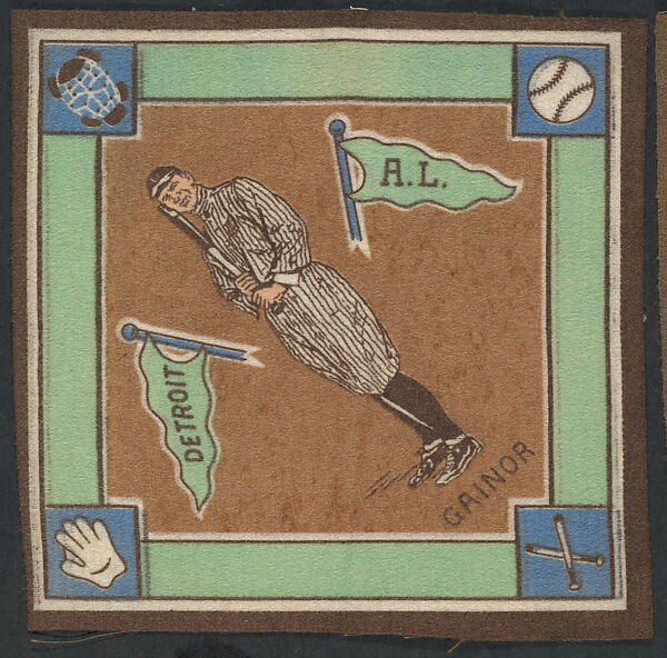 Del Gainor, Detroit, American League from Baseball Players Felt Blanket series (B18), Printed felt 