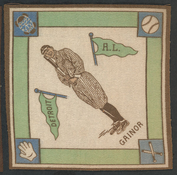 Del Gainor, Detroit, American League from Baseball Players Felt Blanket series (B18), Printed felt 