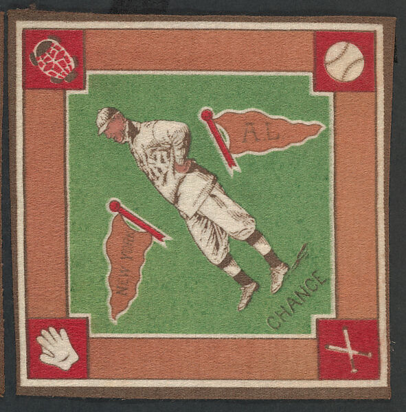 Frank Chance, New York, American League from Baseball Players Felt Blanket series (B18), Printed felt 
