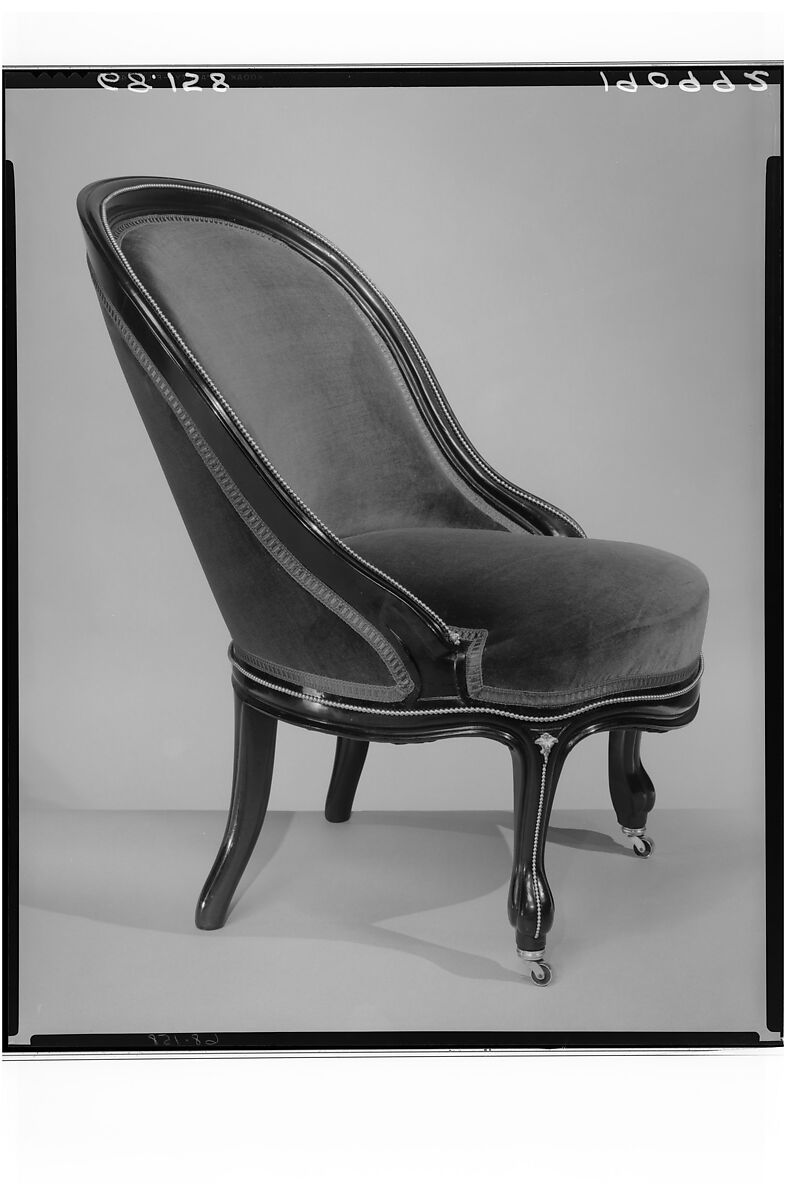 Slipper Chair, Alexander Roux (1813–1886), Maple, brass, American