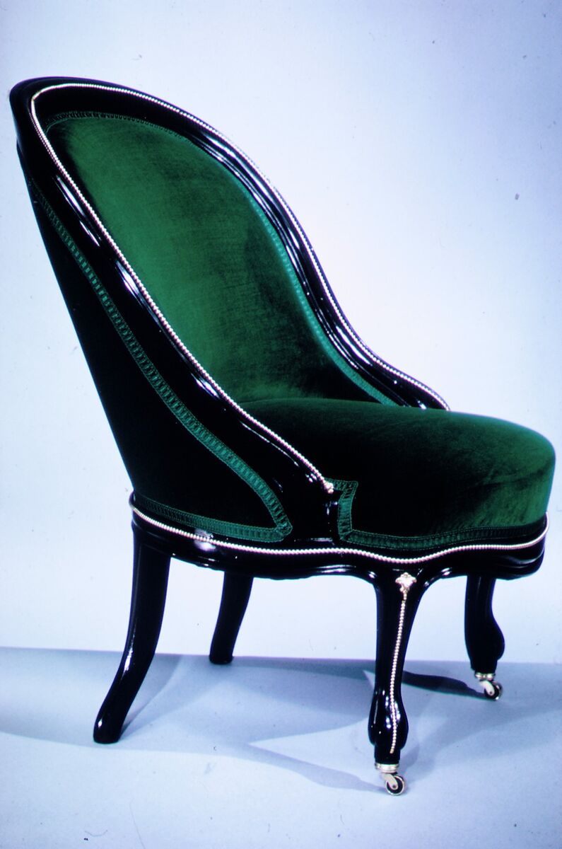 Slipper Chair, Alexander Roux (1813–1886), Maple, brass, American 