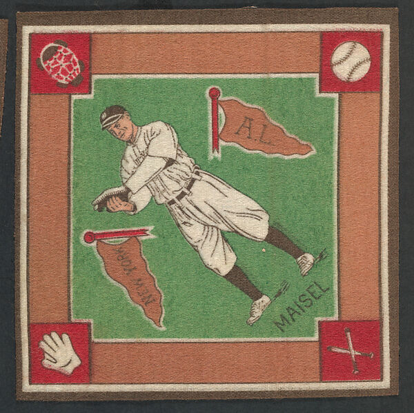 Fritz Maisel, New York, American League from Baseball Players Felt Blanket series (B18), Printed felt 