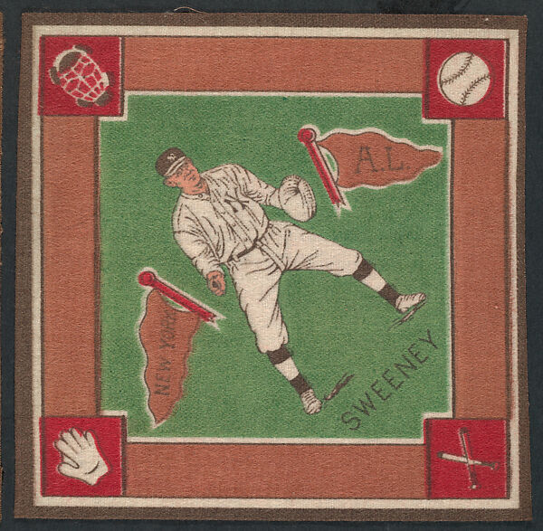 Jeff Sweeney, New York, American League from Baseball Players Felt Blanket series (B18), Printed felt 