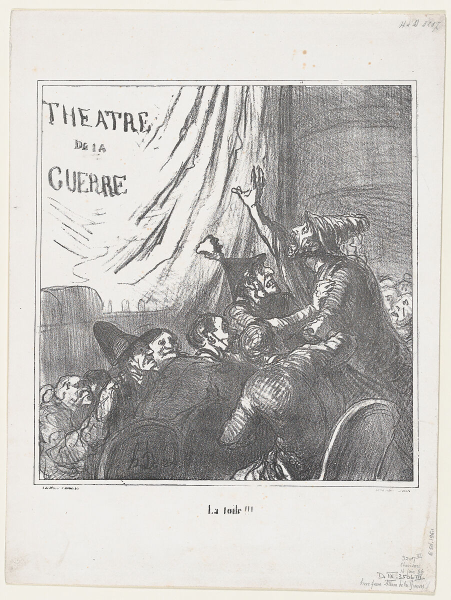 Curtain!!!, from 'News of the day,' published in 'The war album', Honoré Daumier (French, Marseilles 1808–1879 Valmondois), Lithograph on wove paper; third state of three (Delteil) 
