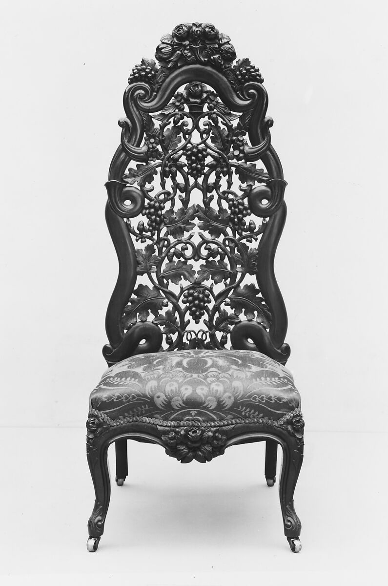 Slipper Chair, John Henry Belter (American, born Germany 1804-1863 New York), Rosewood, ash (secondary wood), modern upholstery, American